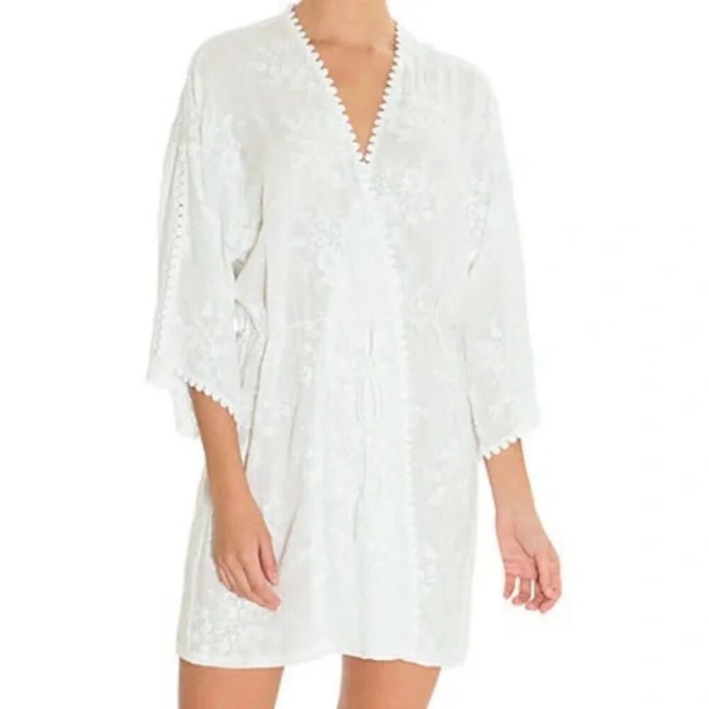 In Bloom by Jonquil White Robe & Pajama Set - Picture 2 of 14